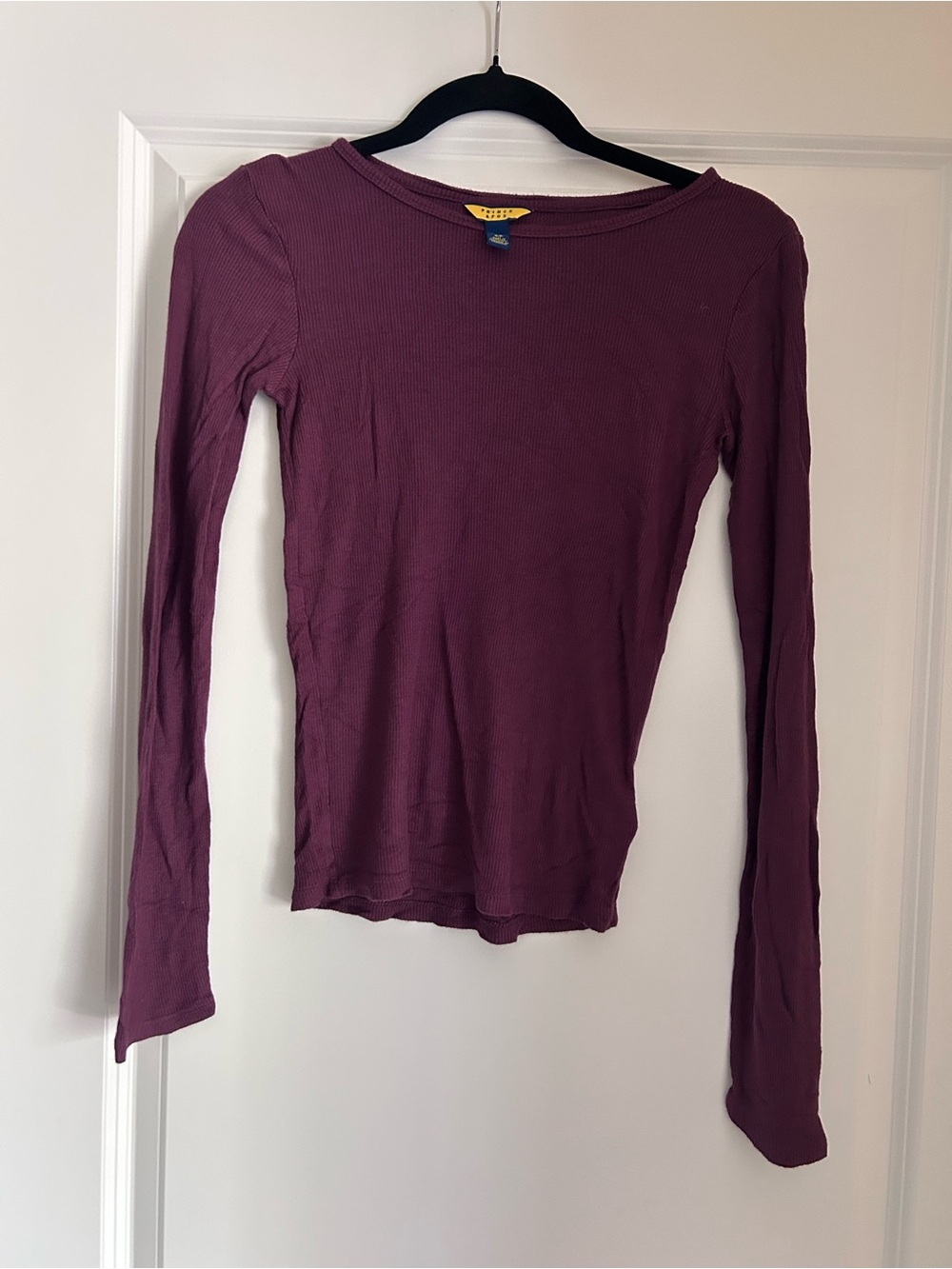 Prince & Fox Long Sleeve Ribbed Tee in garnet